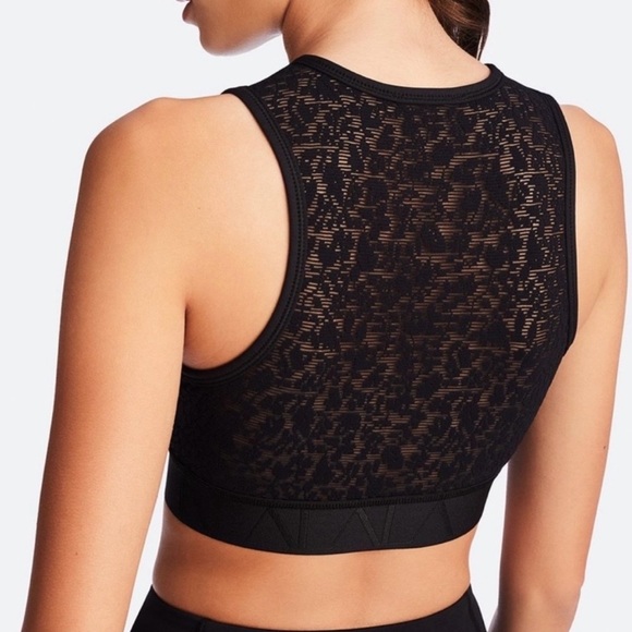 Alala Other - Alala Curve Black Lace High Neck Sports Bra Crop Top | Chich Activewear